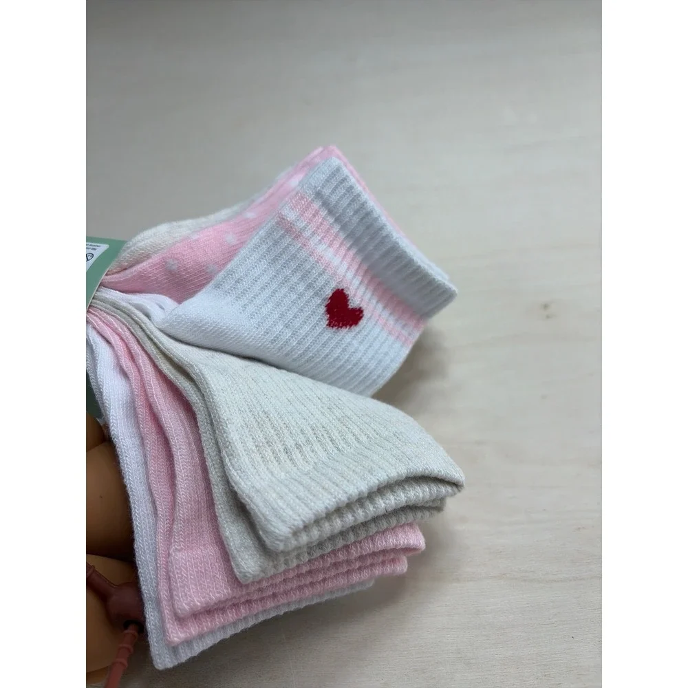 A Little Obsessed Girls High Quarter Socks Multi Pack Bear Heart Pink White NEW